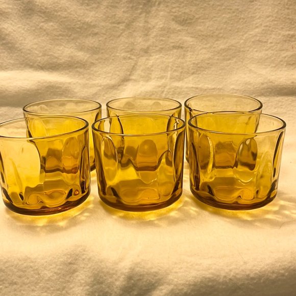 6 - Vintage Amber Juice/Small Glasses - Picture 7 of 7